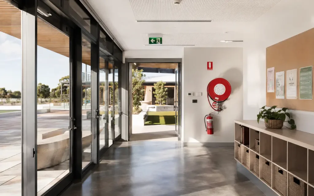 Fire safety equipment inside a Sydney school and community facility