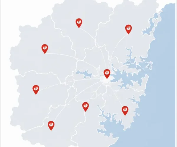 Map showing NovinX fire protection service areas across Sydney